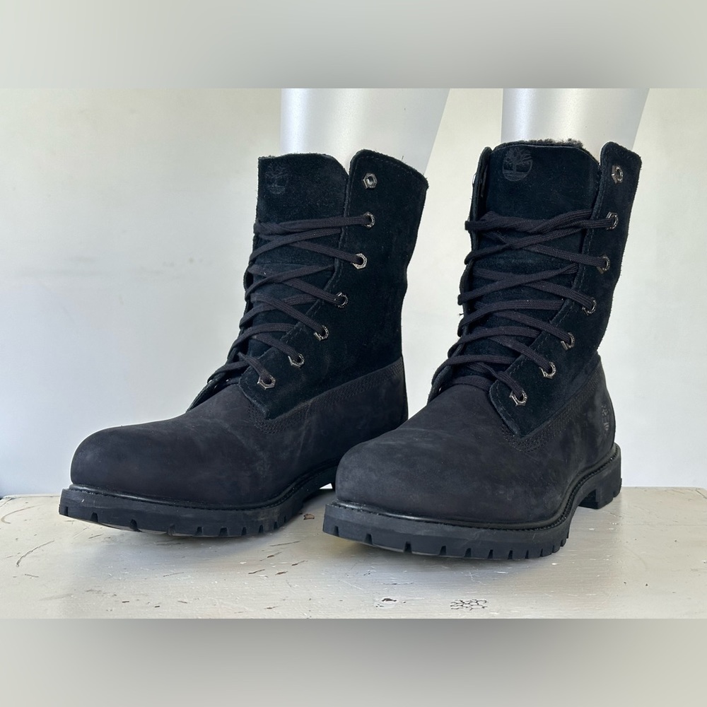 Timberland Authentics Black Roll Fold-Down Teddy Fleece Boots